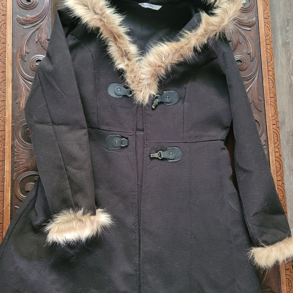 Women's Faux Fur-Trimmed Coat w/ Hood